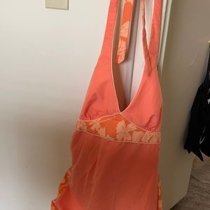Peach tie around the neck reversible dress